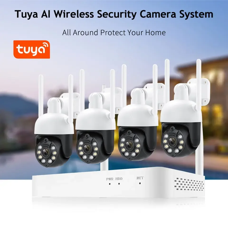 人間動作追跡TuyaワイヤレスWifi PTZカメラNVRキット3MP 8chセキュリティカメラシステム