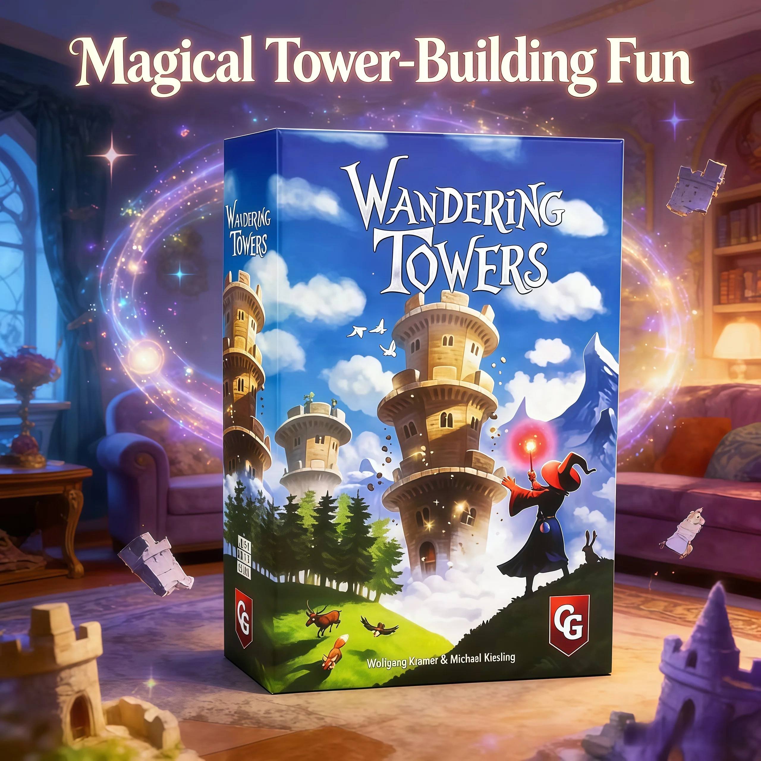 Wandering Towers é um jogo de tabuleiro de ritmo rápido, que é muito adequado como presente de aniversário e de Natal e pode animar o ambiente.