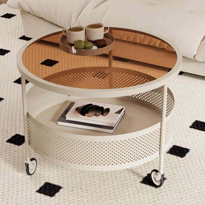 

Small Apartment Living Room Home Modern Simple Movable Pulley Small round Table