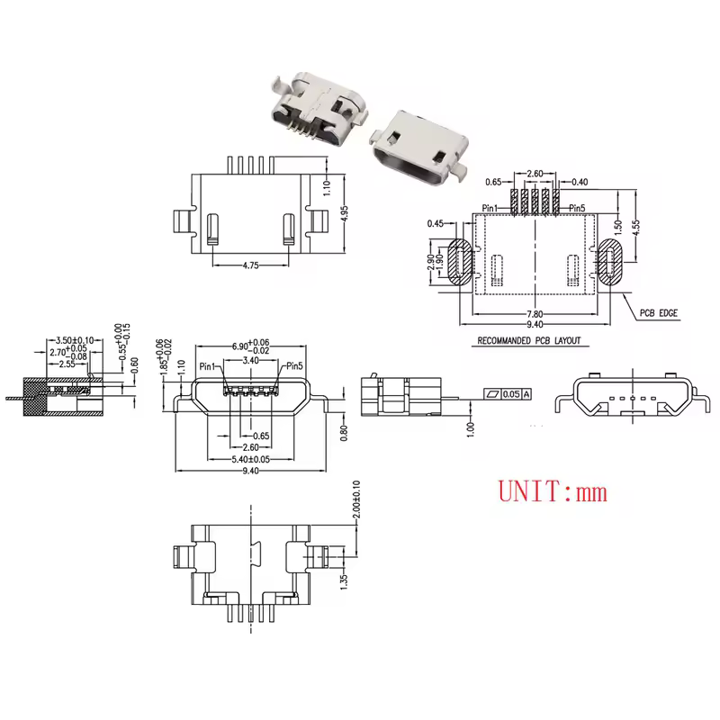 10PCS Micro USB 2P 5P Jack Charging Port Plug Dock Charger DIP SMD For Phone Tabletels Speakers etc Port Socket Power Connector - Image 12
