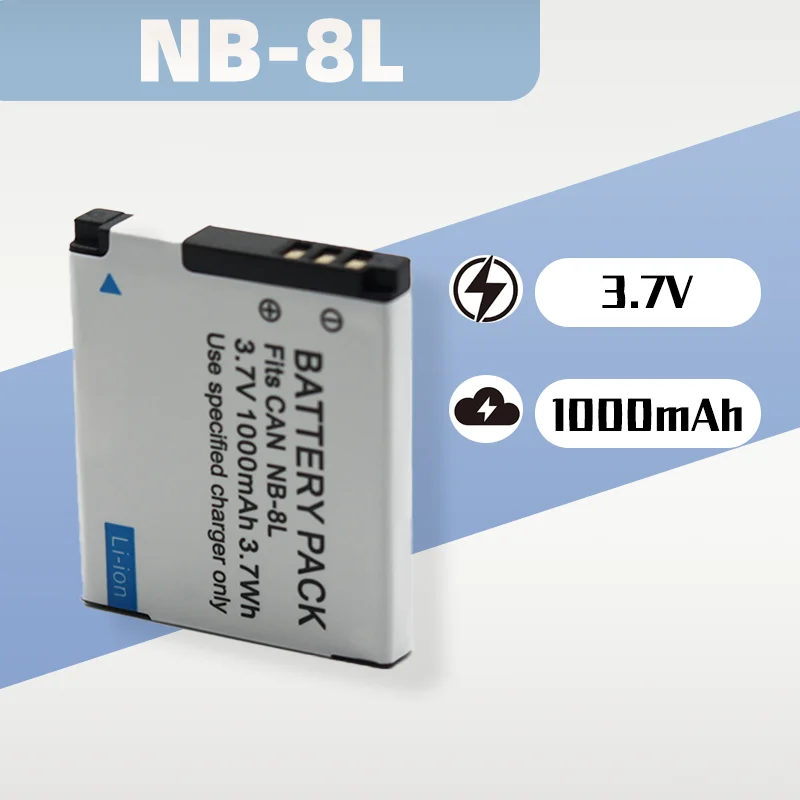 

Brand New 1000mAh 3.7V Battery, Compatible with Canon NB8L/NB-8L Digital Camera Lithium Batteries
