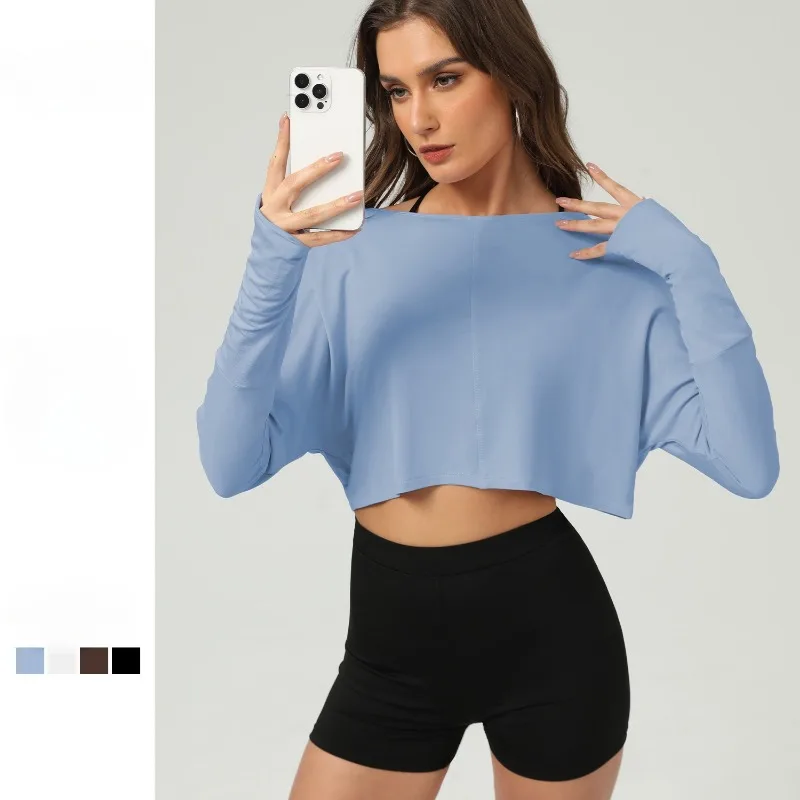 

Sean Tsing Womens Yoga Sports Long Sleeve Shirts One-shoulder Cover-Up Breathable Workout Gym Running Casual Outdoor Fitness Top