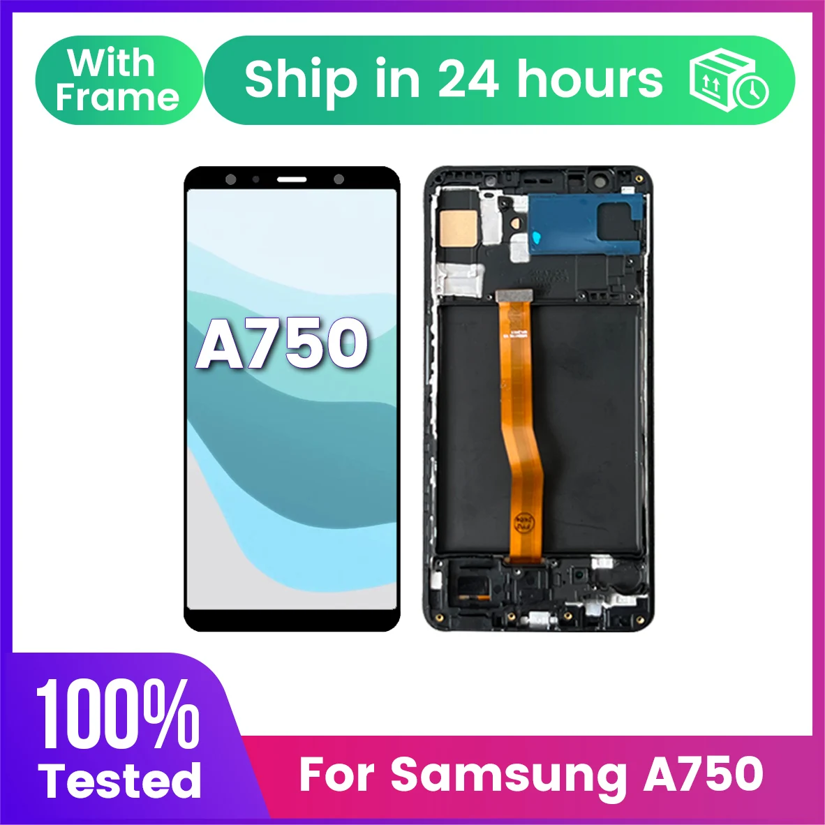 Pantalla LCD para SAMSUNG A7 2018, A750 SM-A750F A750FN A750G, Pantalla Táctil LCD con Digitalizador y Marco