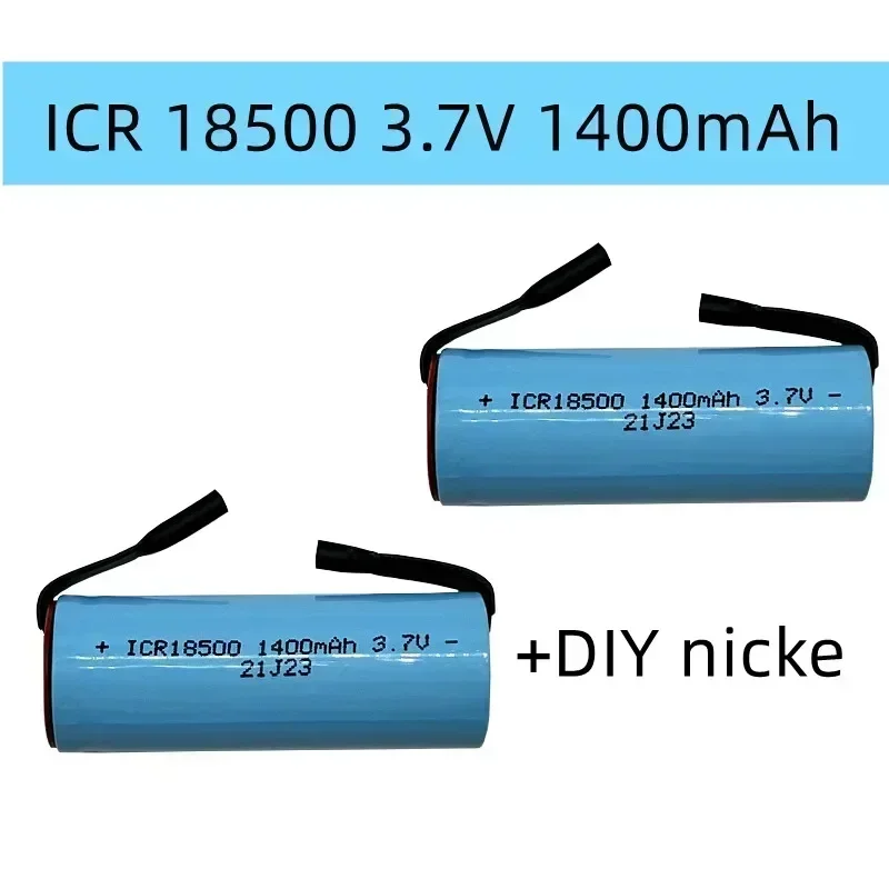 Batterie Li-Ion Rechargeable 18500, 3.7V 1400mAh, légère et de grande capacité, + feuille de Nickel à faire soi-même