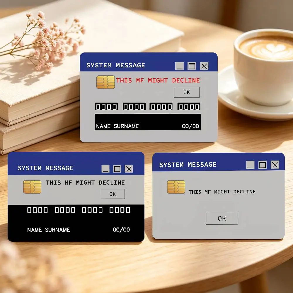 System Message Decline Credit Card Sticker Waterproof Anti-Scratch 4PCS Bank Debit Traffic Cover Decoration