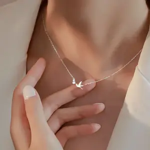 Short Silver Chain Necklace Swallow Short Necklace Swallow Jewelry Chain Swallows Necklace Aliexpress