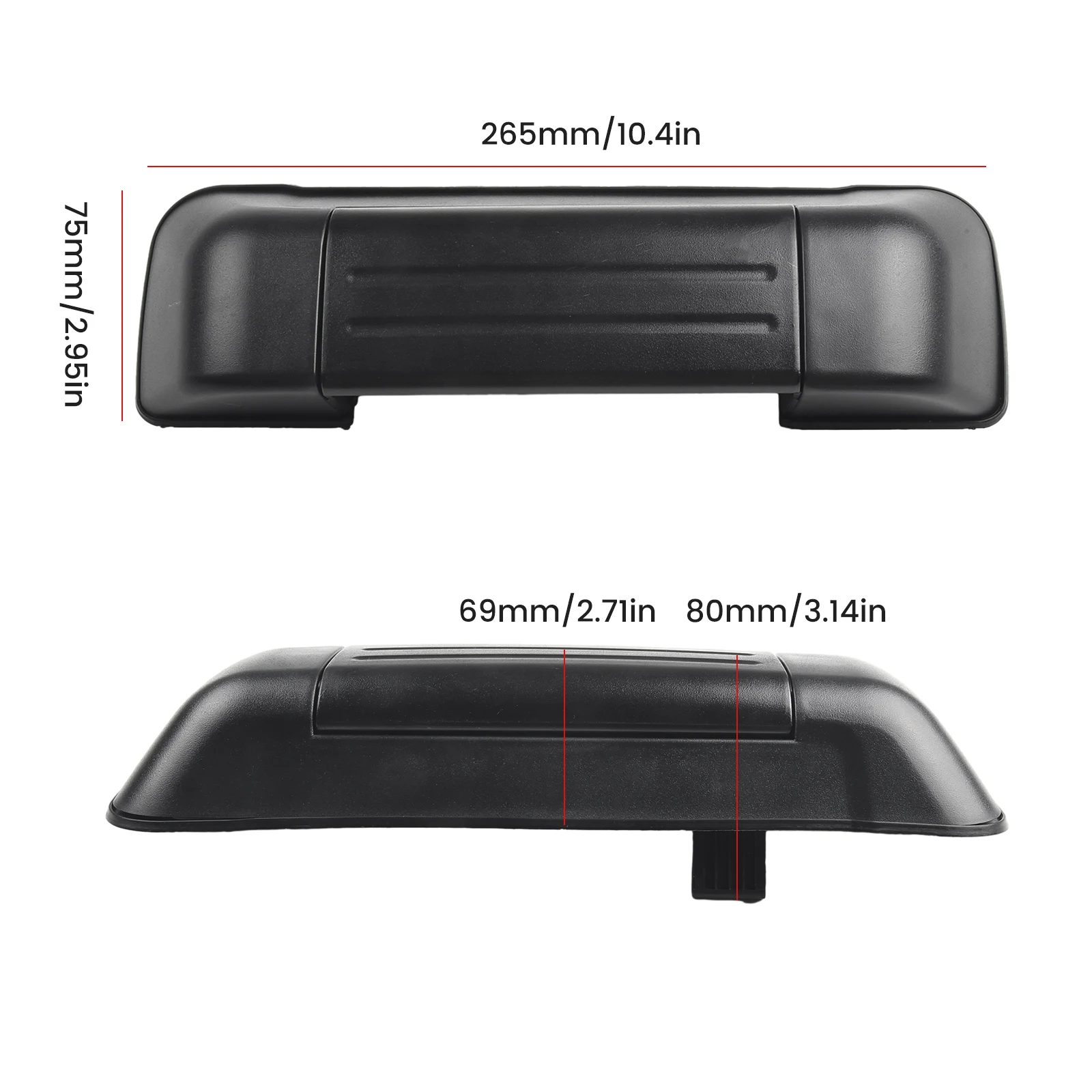 Car Handle Door Handle Rear Black Car Exterior Plastic & Iron Tailgate 1pcs 265x75x80mm Brand New High Quality