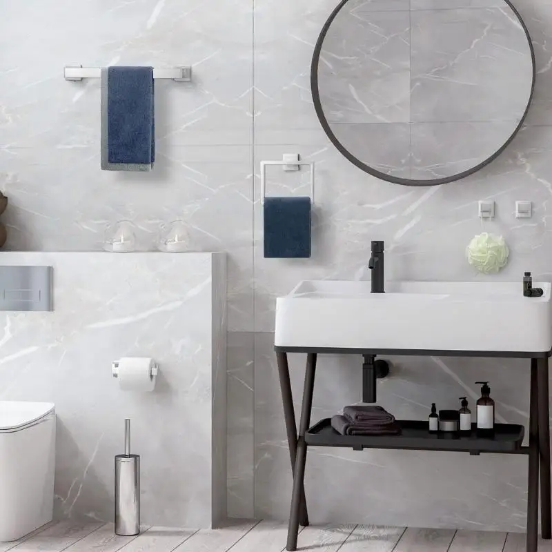 

Complete 10pc Metal Bathroom Accessory Including 24 Unit Towel pubs circlets And Wall Mounted Organization approaches 37JD