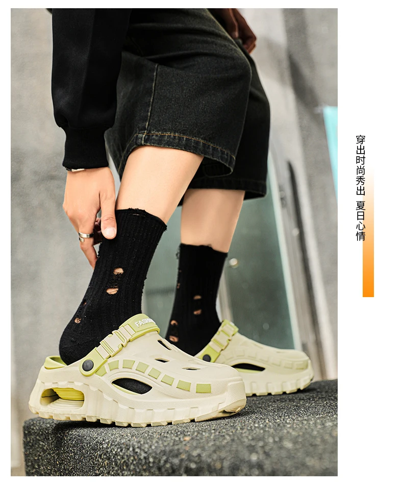 Herren- und Damen-Clogs mit Dicker Sohle, EVA Atmungsaktive Hohle Pantoffeln, Lässige Outdoor-Strand-Garten-Slides, Rutschfeste Plateau-Sandalen – Detail 19
