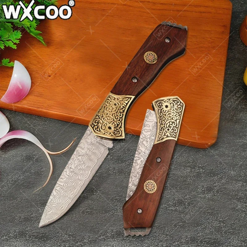 دمشق نمط سكين للفرد الفولاذ المقاوم للصدأ الفاكهة الخضار تقطيع سكين قطعة العاج مقبض خشبي قطع اللحوم سكاكين المطبخ