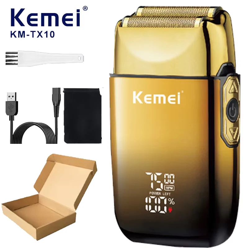 Kemei TX10 Elektrorasierer Haar wiederaufladbarer Bartfolienrasierer für Männer Glatze Rasieren für Männer Maschine
