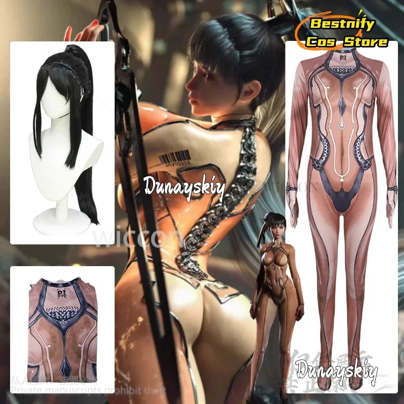 

CosplayEve Anime Game Stellar Cosplay Blade Costume Sexy Punk Jumpsuit 3D Print Polyester Zentai Jirai Kei Girls Wigs Setじらいけい
