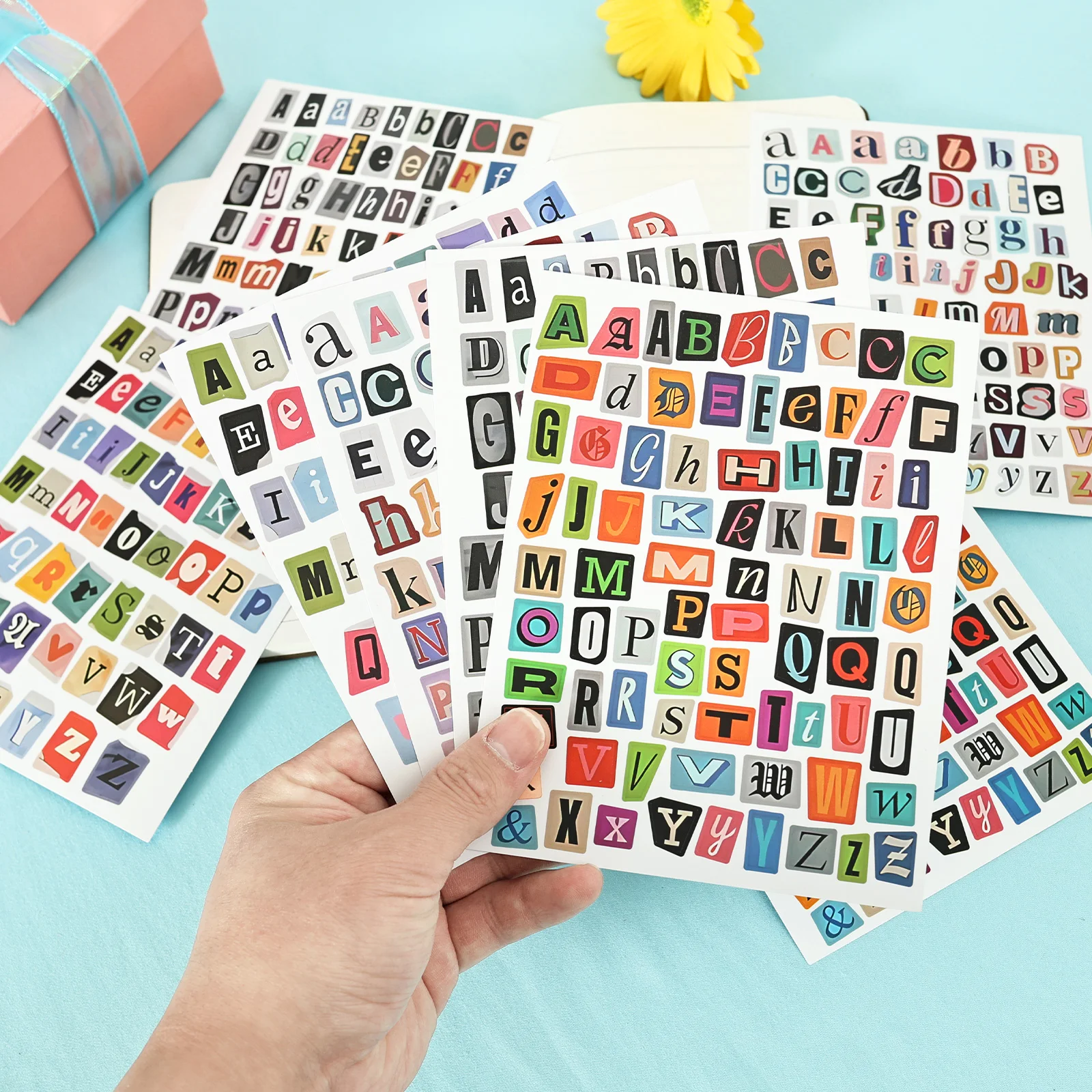 1445Pcs Letter Stickers Scrapbooking Supplies Vintage Scrapbook Stickers English Alphabet Symbol Label Sticker Journaling Laptop