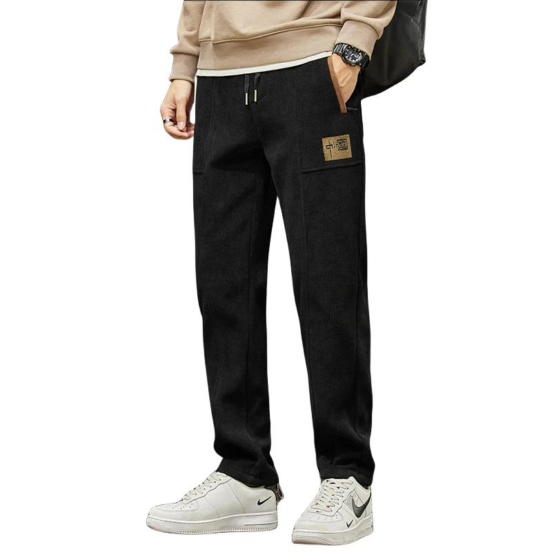 Thiened Fce سراويل تقليدية للرجال خريف شتاء الشارع Sle ملابس العمل ملابس خارجية رياضية مستقيمة الساق بنطلون دافئ