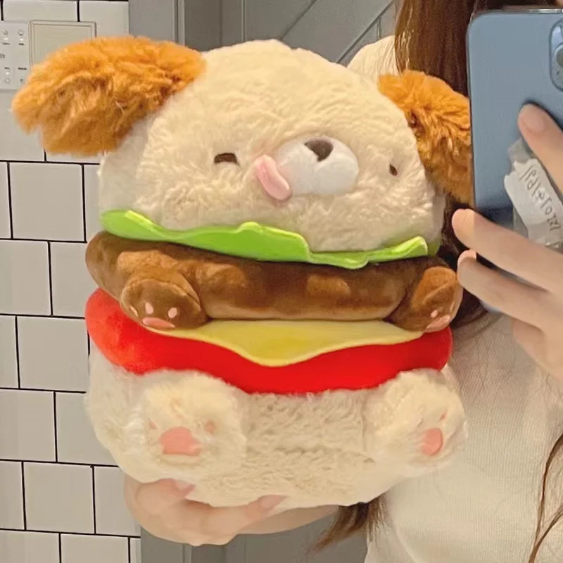 

Creative Hamburger Dog Plush Pillow Simulation Plush Food Bread Toast Stuffed Toys Home Sofa Floor Cushion Great Gifts Present