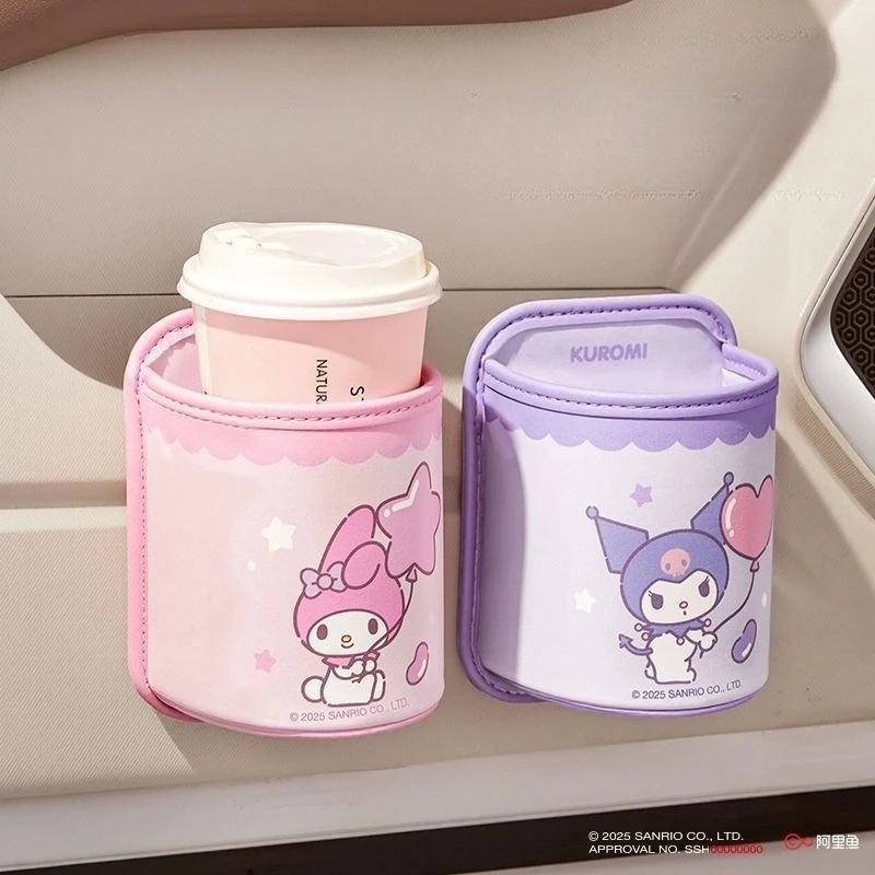 

Автомобильный держатель для стаканов Sanrio Melody в стиле аниме, многофункциональный, милый мультяшный органайзер, держатель для чашек с молочным чаем, аксессуары для салона автомобиля Kuromi