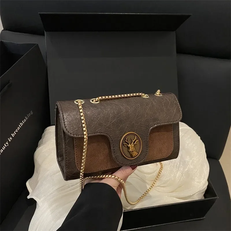 

New! Women's Chain - Strap Small Square Bag - Stylish & Minimalist Design, Versatile Crossbody/Shoulder Purse for Casual Outings