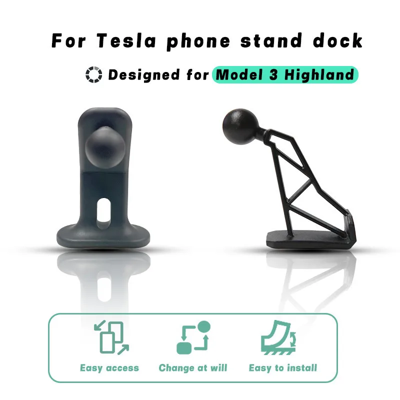 For Tesla Model 3 Highland 2024 17mm Ball Head Steering wheel Phone Holder Base High-performance Mobile Phone Stand Accessories