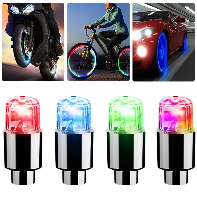 

2PCS Car Wheel LED Light Motorcycle Hot Wheel Spoke Light Tire Valve Cap Decorative Lantern Tire Valve Cap Flash Spoke Lamp