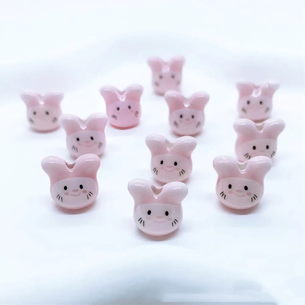 10Pcs Ceramic Colorful Chinchillas Ceramic Beads Rabbit Animal Cute Rabbit Ceramic Beads Beads Cute Rabbit Shape Porcelain Bead