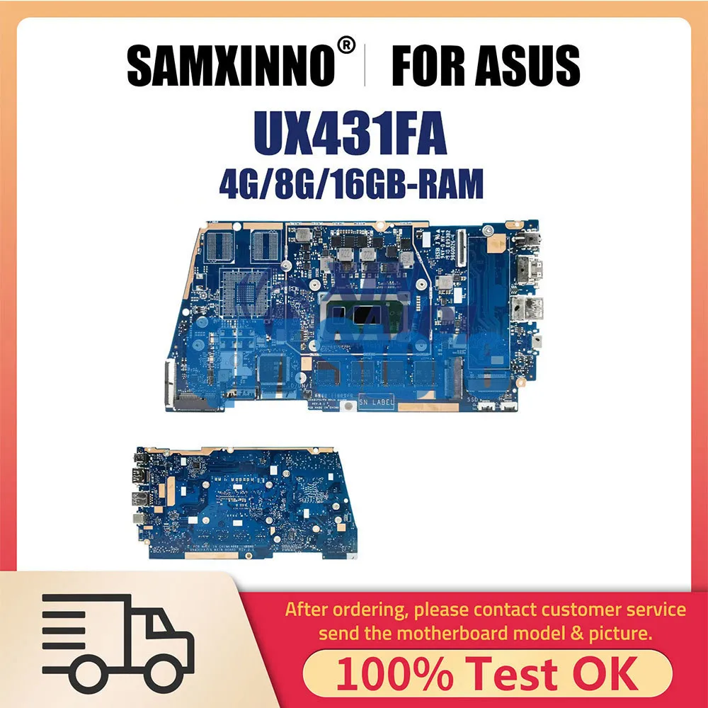 Notebook Mainboard For ASUS UX431FAC RX431F BX431F UX431FN UX431FLC Laptop Motherboard I3 I5 I7 8th 10th Gen 4G 8G 16GB RAM