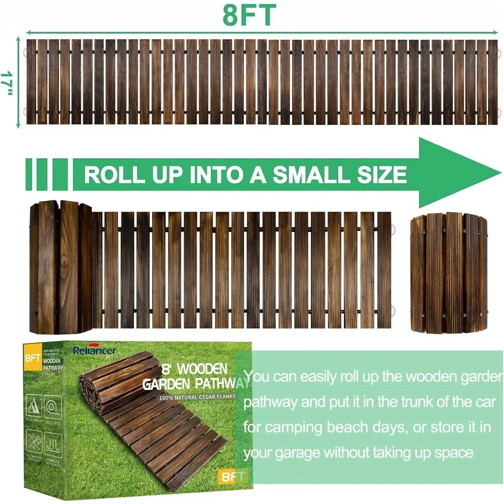 

8-футовая деревянная садовая дорожка, уличная подвижная кедровая прямая дорожка, патио, декоративная садовая дорожка, дорожки