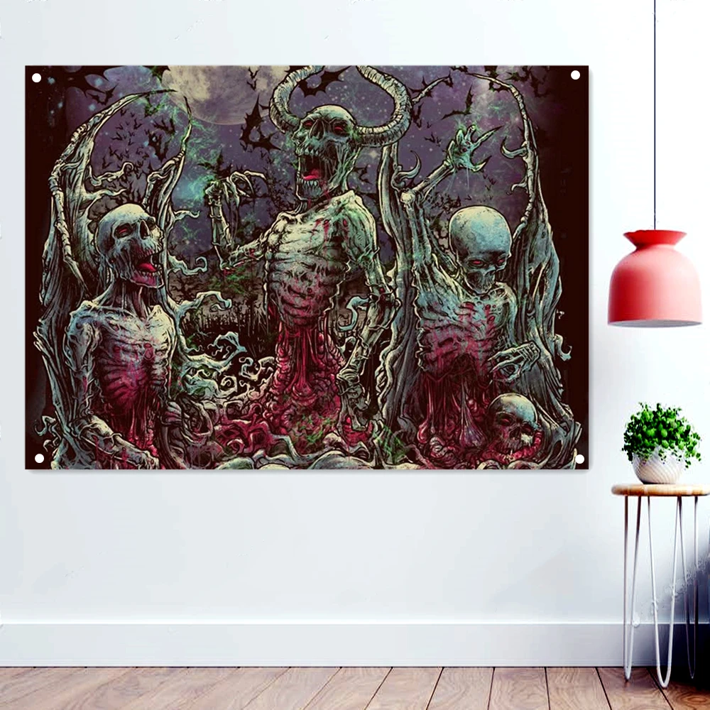 

Ogre Heavy Metal Music Rock Band Banner Wall Chart Fantastically Brutal Dark Art Flag Skull Tattoo Art Poster Hanging Cloth