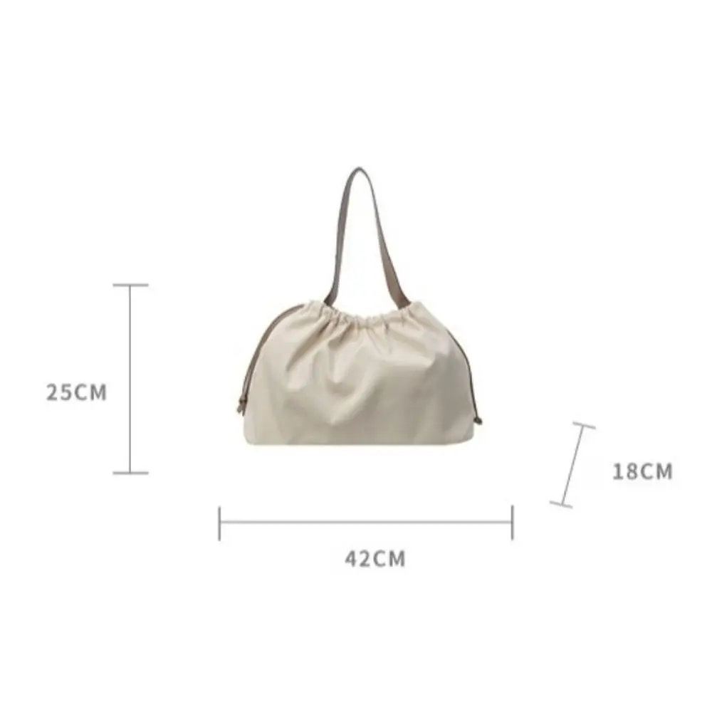 New Leisure Pleated Fashion Tote Bag Large Capacity Solid Color Shoulder Bag Square Shape Drawstring Bucket Bag