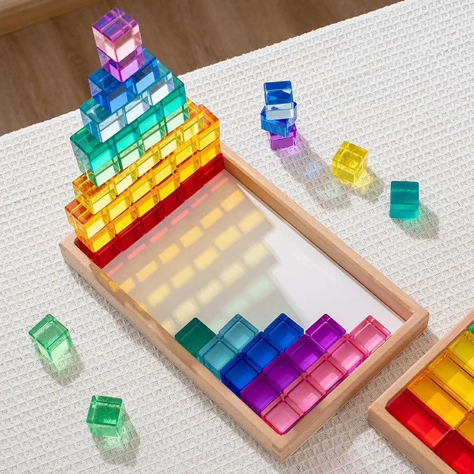 

Cube Blocks Set Acrylic Cubes Spatial Awareness Color Perception,Stacking Game Building Blocks Set for Kids,for Toddlers Gift