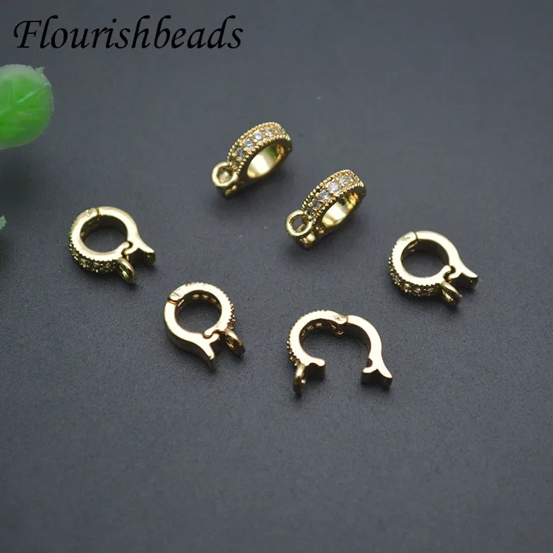 50pcs/lot Brass Gold Plated Bails Pinch Clips Clasps Hooks Necklace Connectors for Diy Jewelry Making Supplies