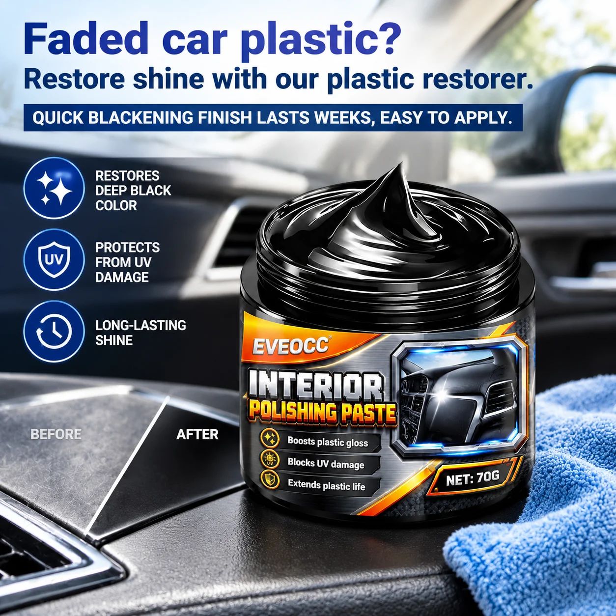 Automobile Interior Polishing Paste UV Protection Plastic Care Cream Extend Plastic Life for Car Dash Panel