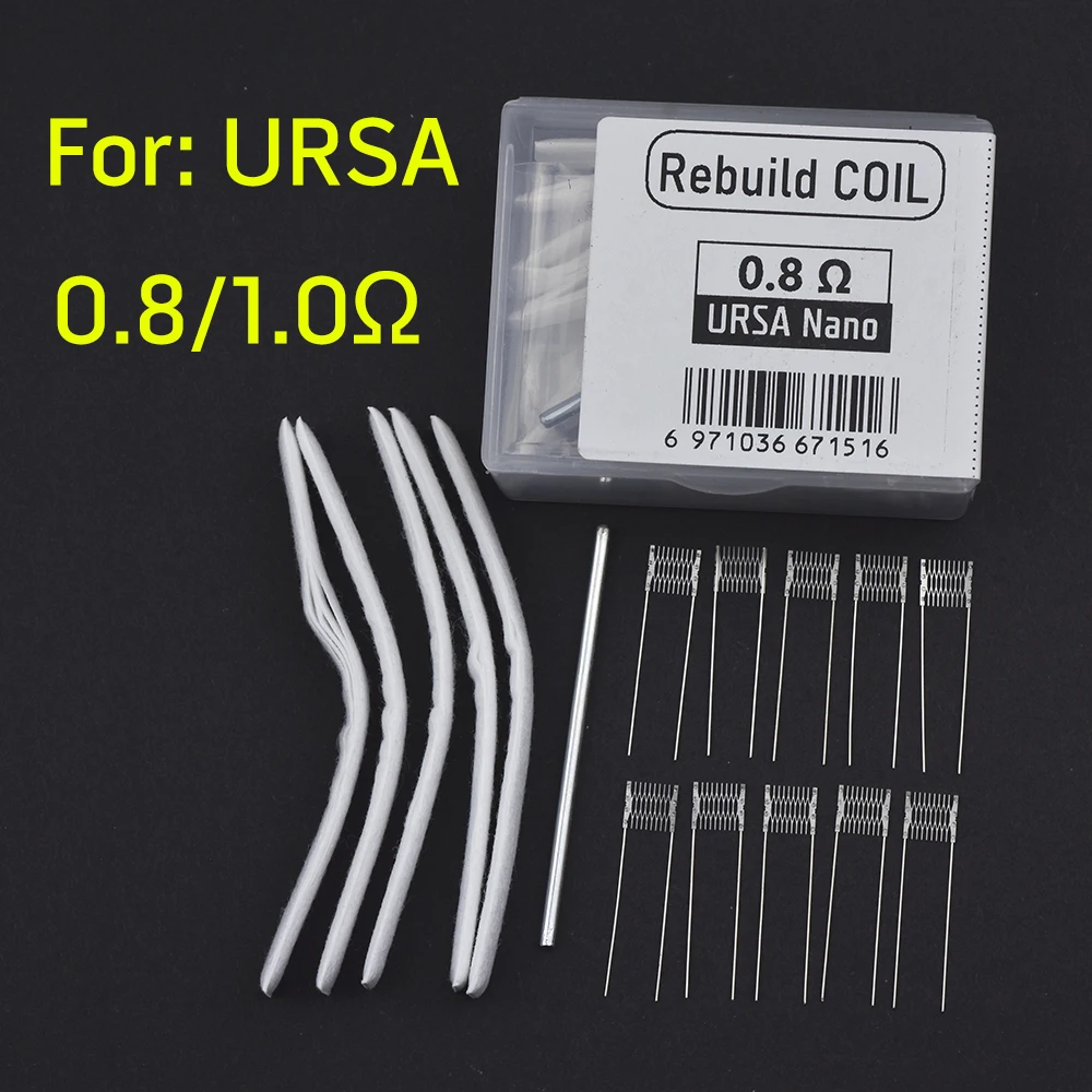 1/2/5 Set 1.0/0.8ohm Rebuild Kit for URSA Meshed Wire Resistance with 5Set Cotton 2.0mm Rod DIY Repair Replacement Accessary