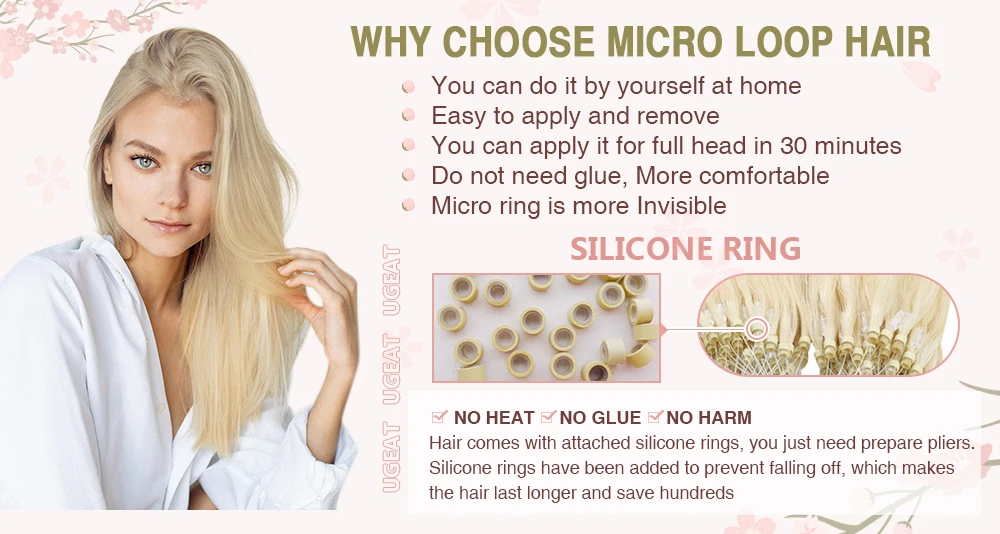 Micro Loop Human Hair Extensions Balayage Blonde 50Gram/Set 1G/S Natural Hair Micro Link Hair Extensions Fusion Pre Bonded