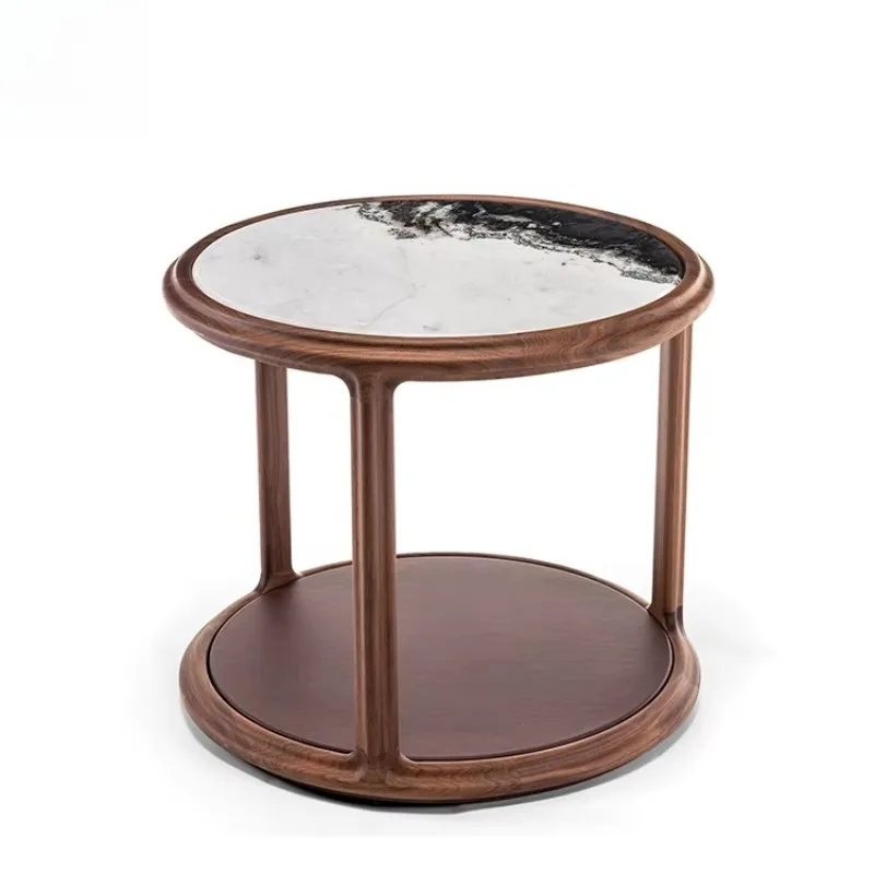 

2024 New Design Round Wood Marble Top Corner Table Living Room Small Modern Luxury Coffee Corner Table