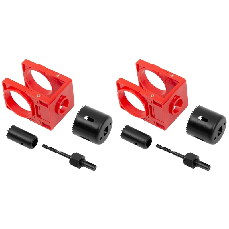 مجموعة تركيب قفل الباب الجديدة مكونة من مجموعتين، مجموعة منشار ثقب قفل الباب للأبواب الخشبية مع قالب توجيه