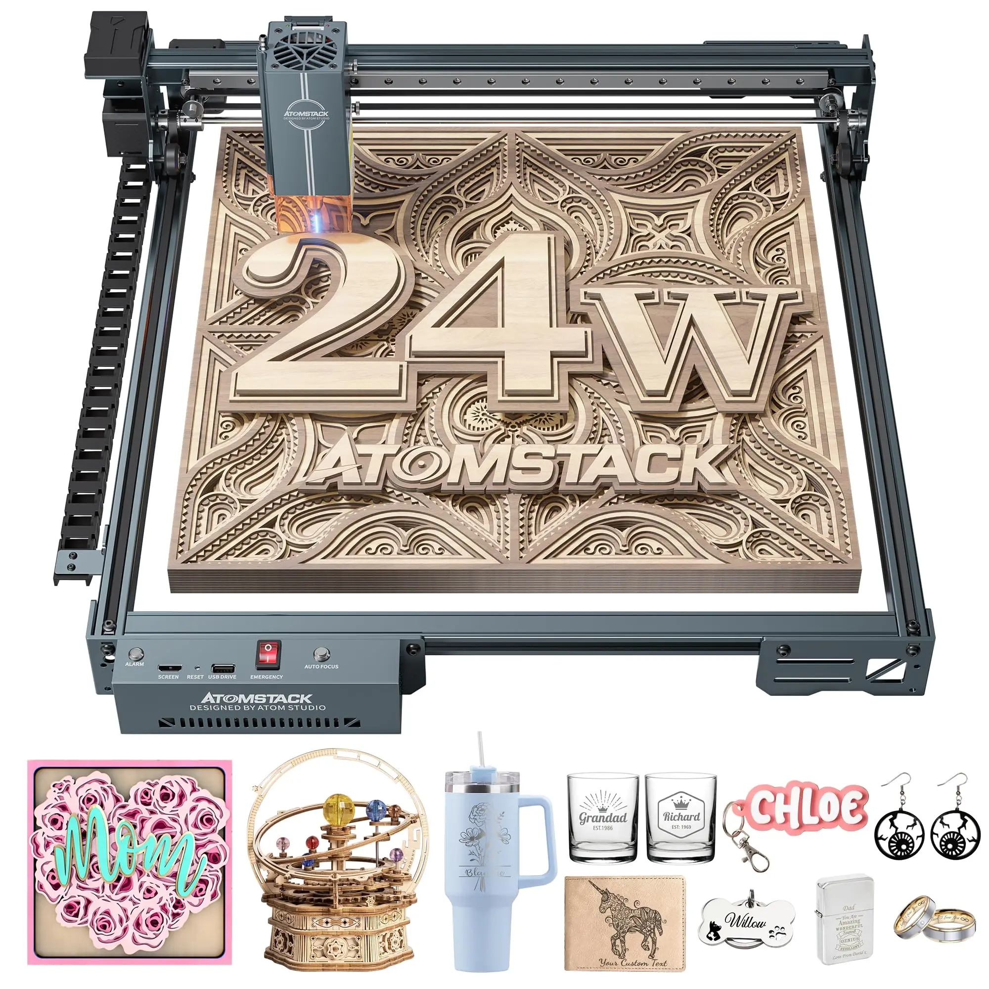 ATOMSTACK A20 PRO V2 Laser Engraver Cutter 24000mW 0.08mm Laser Engraving Machine for Wood Metal Dark Acrylic Glass Leather