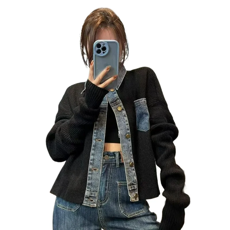 إنها معاطف محبوكة جديدة من قماش الدنيم بتصميم عتيق لربيع وخريف 2026، هذه سترة قصيرة عصرية وفضفاضة وفريدة للنساء #2