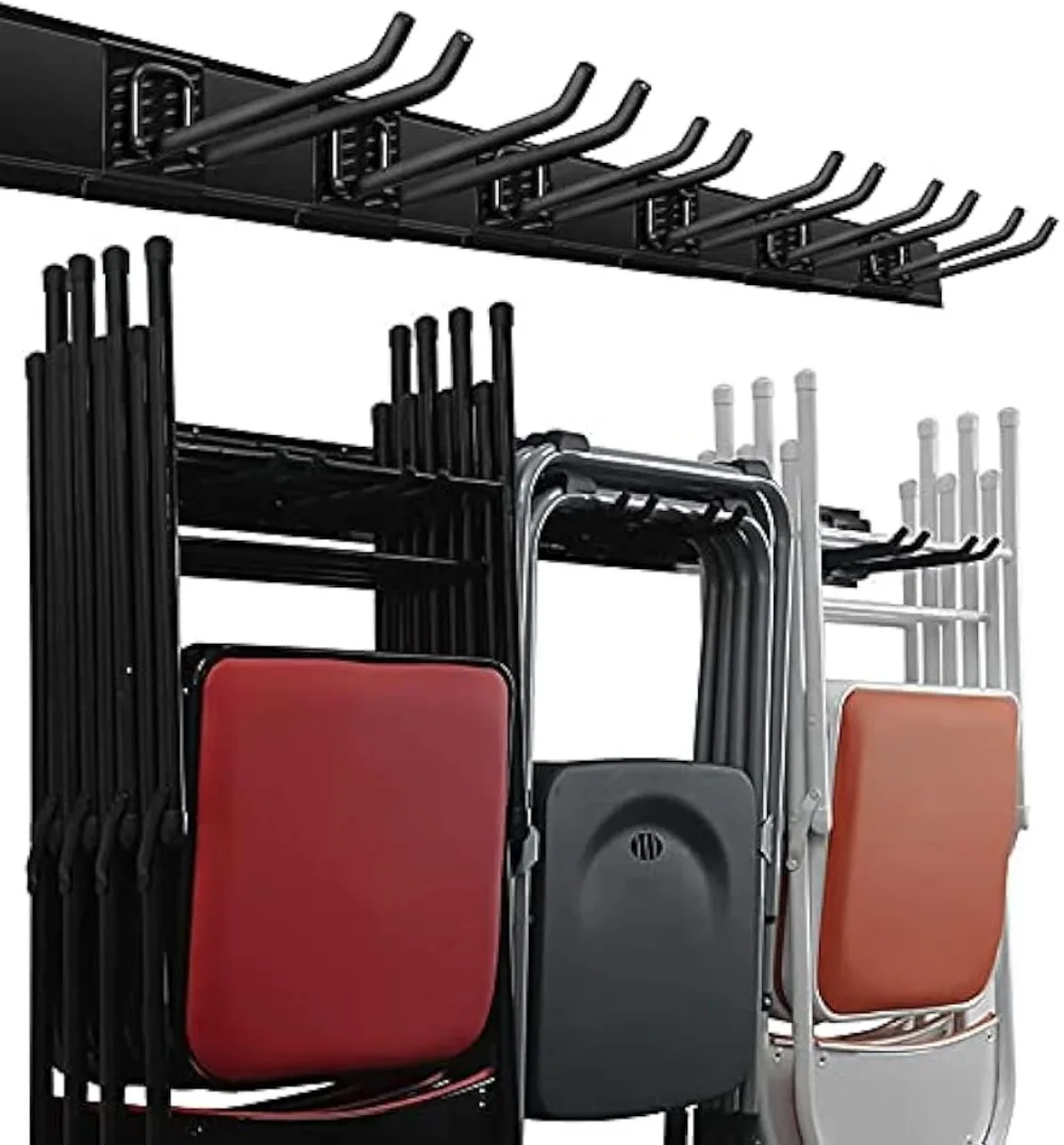 Wallmaster Garage Storage Organization Wall Mount, Garden Tool Rack Organizer Heavy Duty Folding Chair Hangers with 6 Adjustable