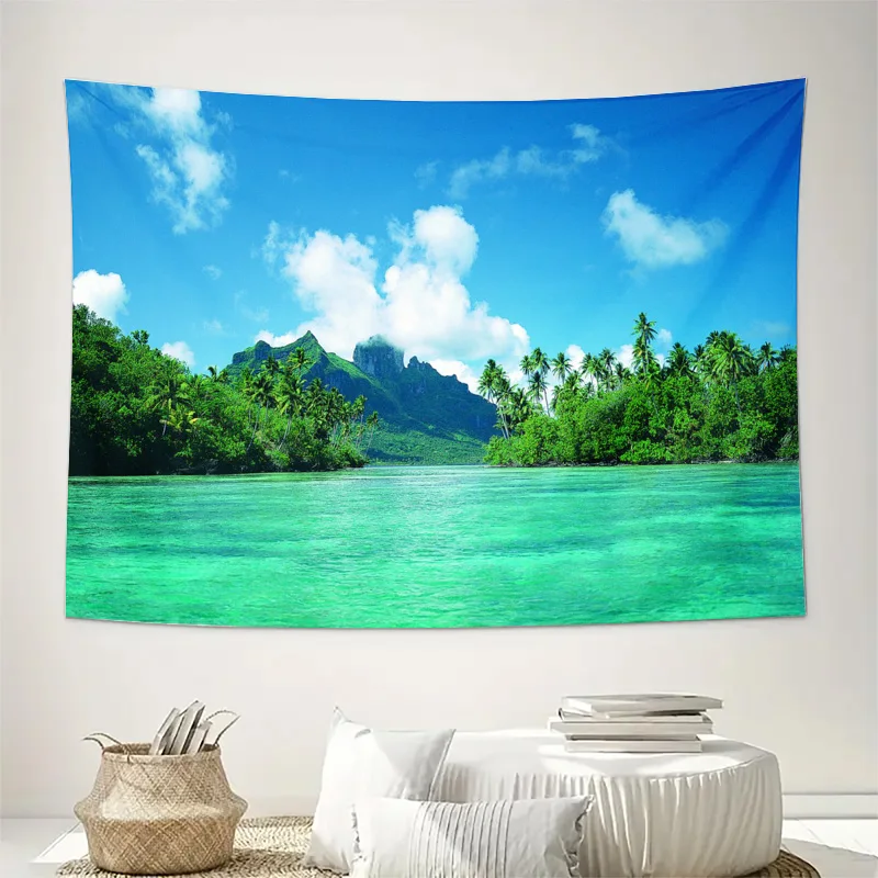 Exquisite Tropical Paradise Wall Tapestry Jungle Ocean Landscape Mural Beach Decor Bohemian Home Art Hanging