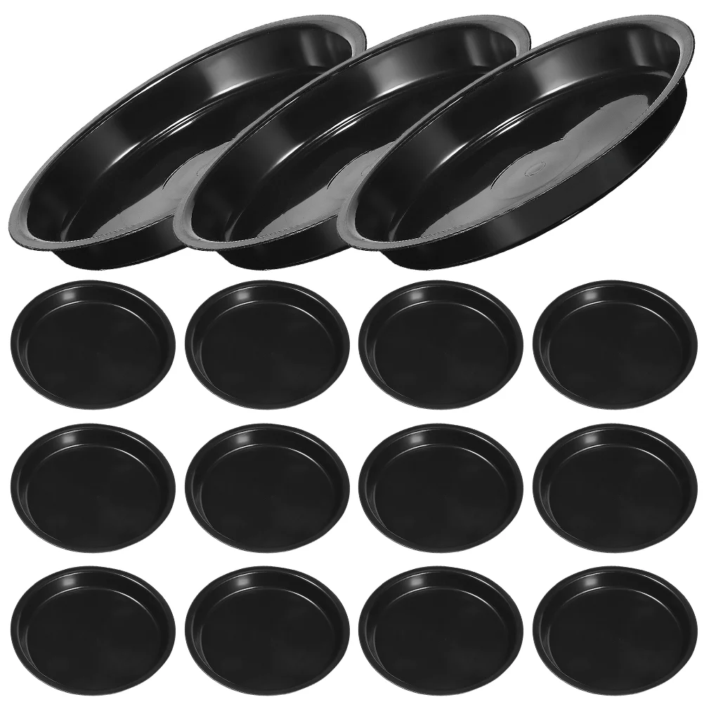 16 Pcs Black Round Plastic Plant Saucers 180mm Thick Flower Pot Trays Water Catcher for PP Prevents Soil