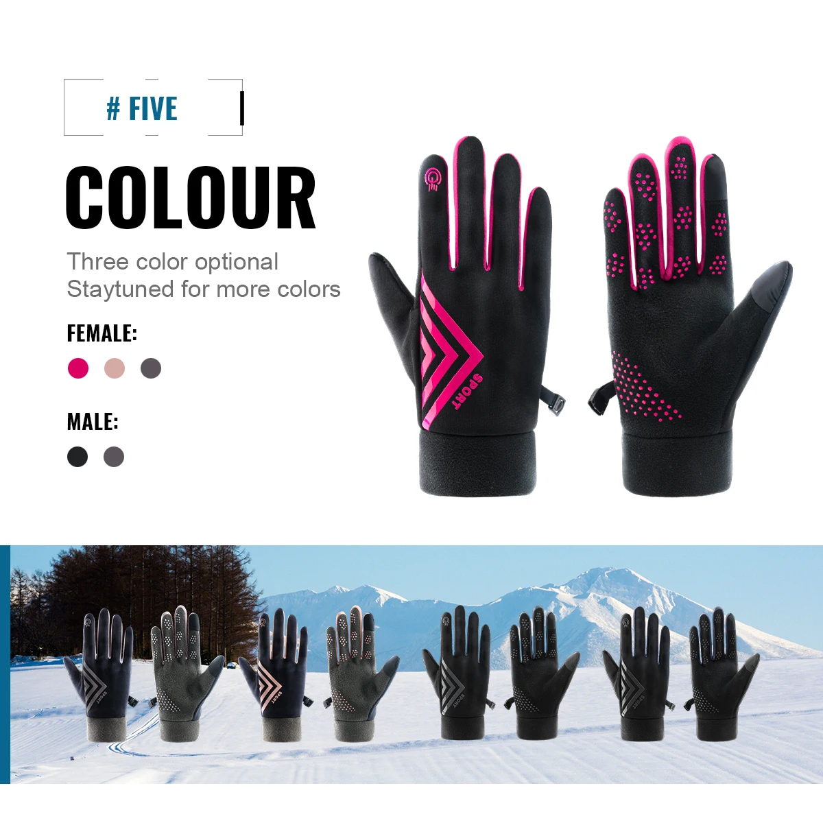 WRELS Winter Warm Thermo Gloves Thermo Gloves Plus Velvet Gloves Waterproof Touch Screen Gloves for Men Women Outdoor Sport