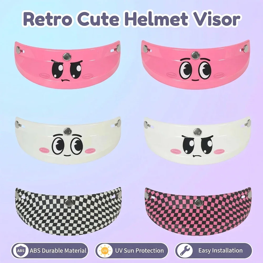 General Helmet Visor 3 Snap Motorcycle Shield for Open Face Motorbike Helmet Anti-UV Scooter Ebike Commute  Protective Visor