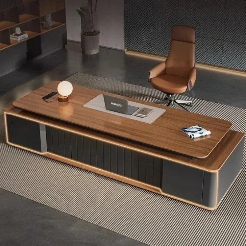 Boss Light Luxury Office Desk High Sense Modern Simple Paint Office Desk Big President Manager Mesa De Escritorio Furniture
