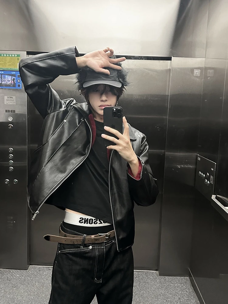 

Warmth Cotton Jaet Men's Women's Winter Thiened PU Leather Faux Fur Cleanfit Motorcycle Sle Faionable Coat