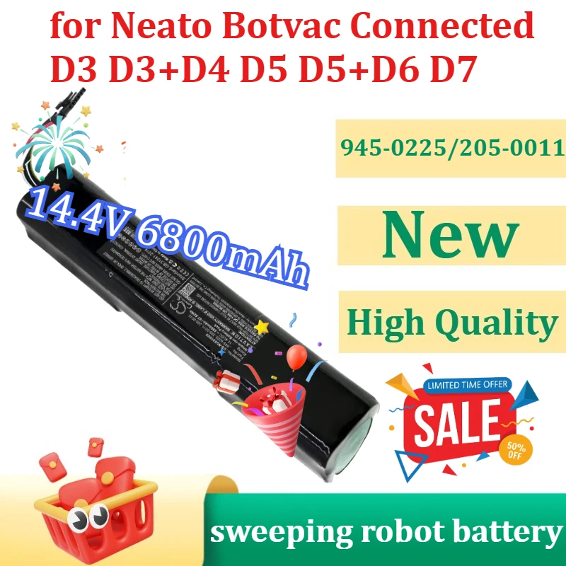 

for Neato Botvac Connected D3 D3+D4 D5 D5+D6 D7 Robotic Vacuum Cleaners Part Number 945-0225/205-0011 14.4v 6800mAh