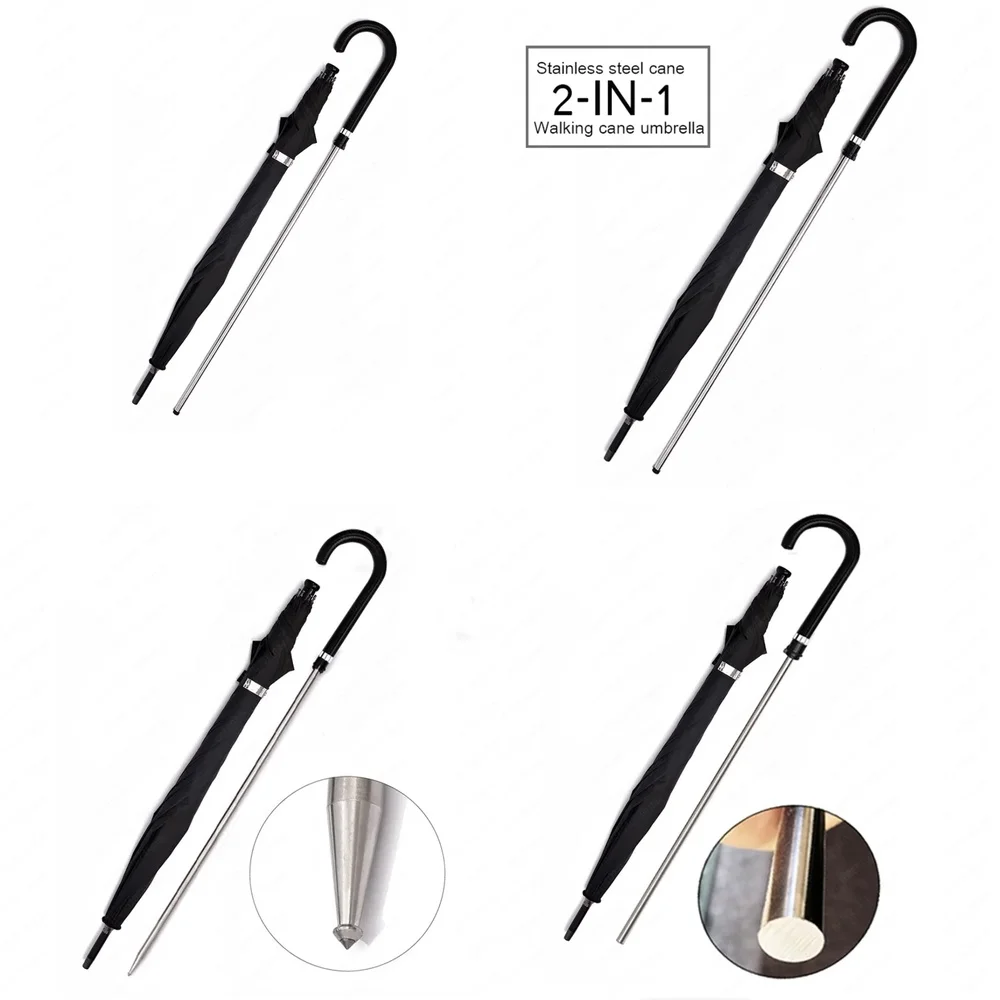 2026 hot sell -Creative personality long handle straight rod weather and rain dual-purpose vinyl sunscreen stick crutches umbrel