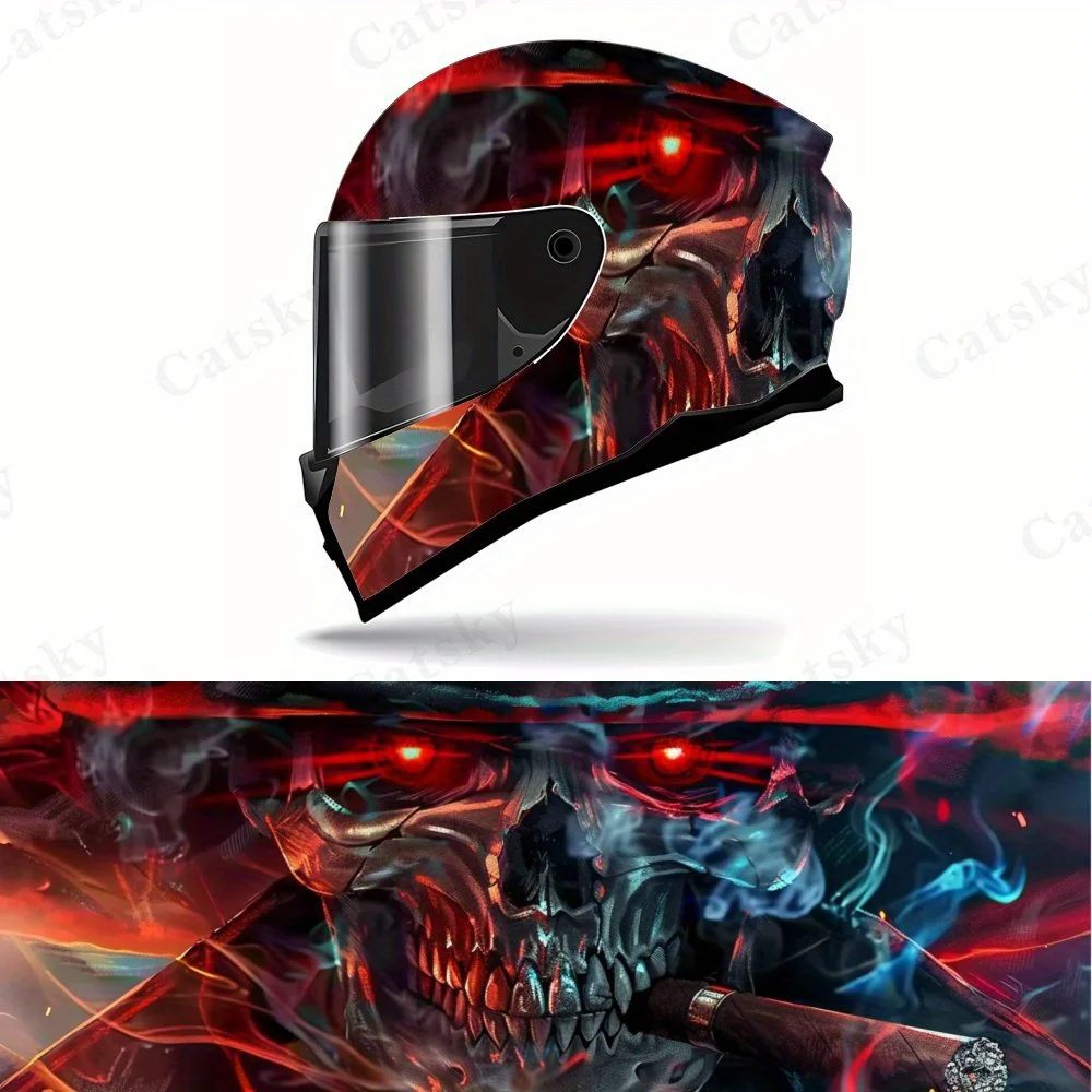 

Phantom Skull Helmet Sticker - High Quality PVC, Unique Two-light Skull Pattern, Motorcycle Racing Helmet Personalized Modificat