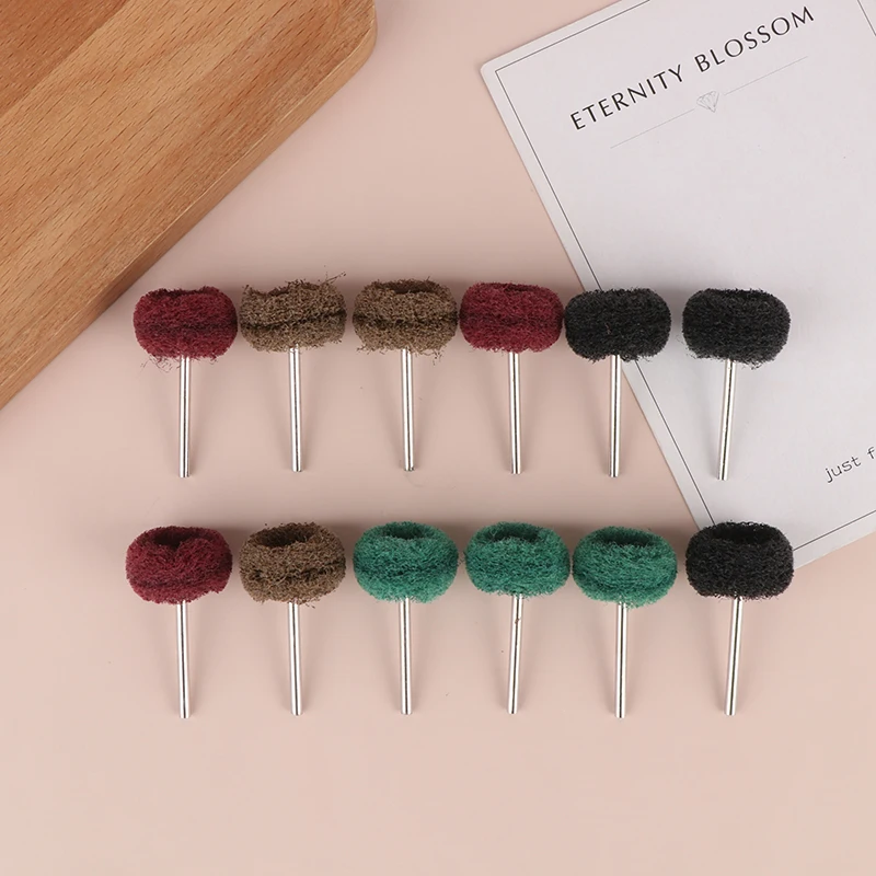 新しい 10/12 個ミニドリル研磨ブラシナイロンバフ研磨ホイールロータリーハンドツールアクセサリーセット錆除去剤