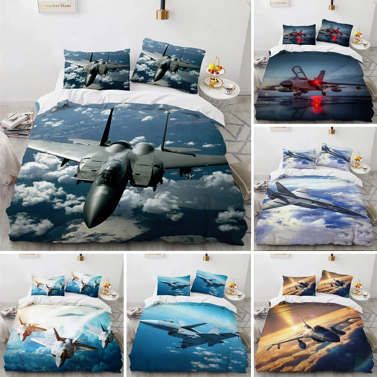 

Airplane Duvet Cover King Queen Size Microfiber Flying Plane Bedding Set Aircraft Sky Print Comforter Cover For Kids Boys Girls