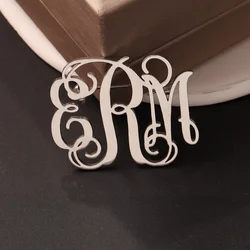 Sherman Personalized Name Pin Brooch Fashion Monogram Initial Name Stainless Steel Bijoux Brooch Jewelry Bridesmaid Gift